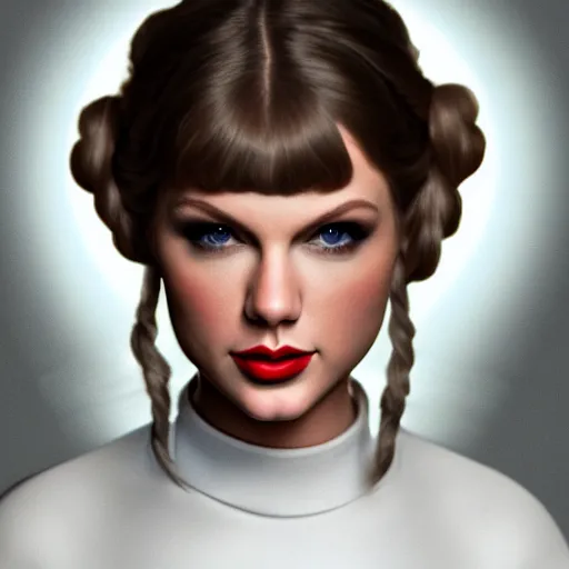 Image similar to Portrait of Taylor Swift as Princess Leia in Star Wars, professional digital painting, smooth, sharp focus, Unreal Engine 5, 8K