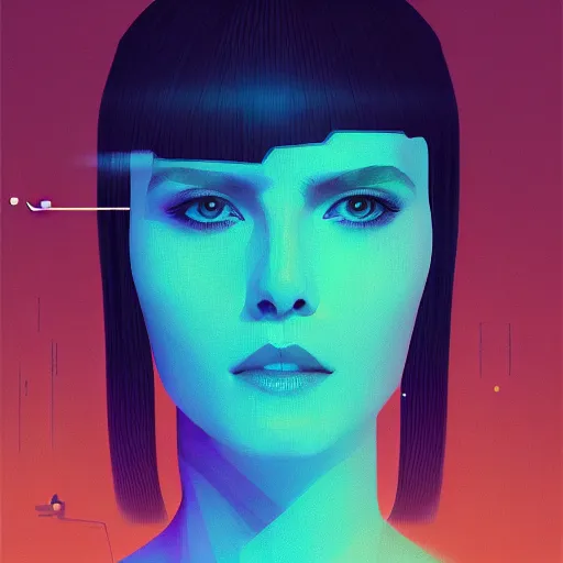 Image similar to portrait handsome androgynous sci - fi girl, blade runner 2 0 4 9, futuristic metropolis background, drones, digital art, pop art by hsiao - ron cheng