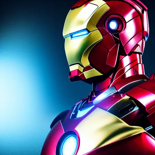 Prompt: still photo of futuristic alien cyberpunk iron man, highly detailed, photorealistic portrait, bright studio setting, studio lighting, crisp quality and light reflections, unreal engine 5 quality render