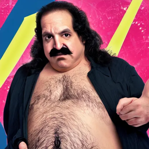 Prompt: live-action-Wario-hollywood movie casting, played by Ron Jeremy, posing for poster photography