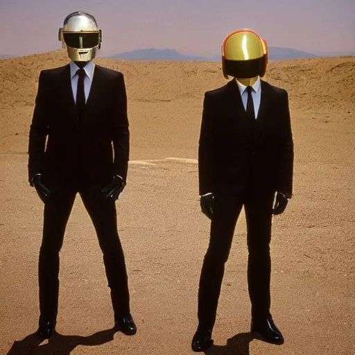 Image similar to Daft Punk pondering their orbs