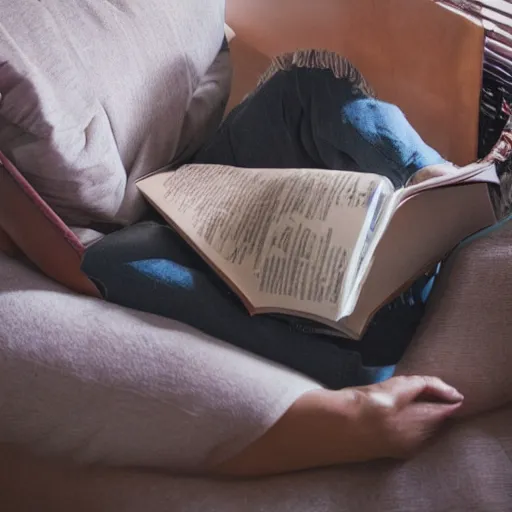 Image similar to person lounging on a pillow reading a book