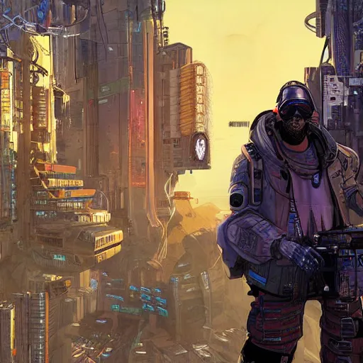 Image similar to ivan. Apex legends cyberpunk hacker. Concept art by James Gurney and Mœbius.