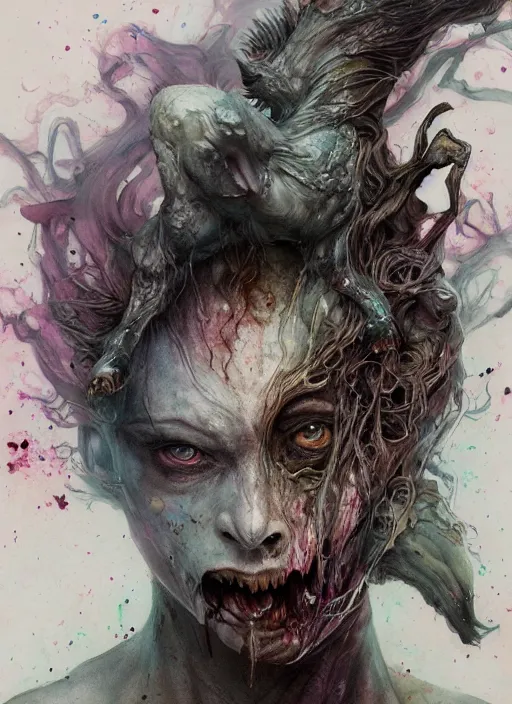 Prompt: portrait, a Baby zombie Unicorn, watercolor, dramatic lighting, cinematic, establishing shot, extremely high detail, foto realistic, cinematic lighting, pen and ink, intricate line drawings, by Yoshitaka Amano, Ruan Jia, Kentaro Miura, Artgerm, post processed, concept art, artstation, matte painting, style by eddie mendoza, raphael lacoste, alex ross