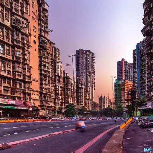 Image similar to mumbai in the year 2 0 7 0, architecture, urban, cinematic, super realisitc, city streets, golden hour