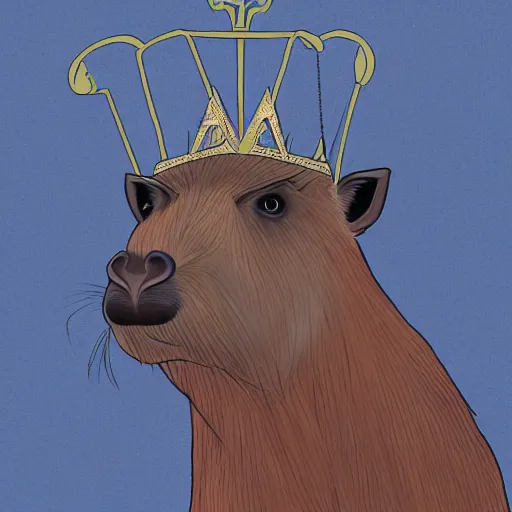 Image similar to a detailed digital art of a god capybara sitting on a throne in hell