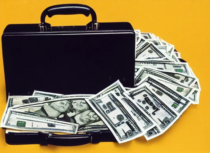 Image similar to color photo of a briefcase full of money in the 8 0's