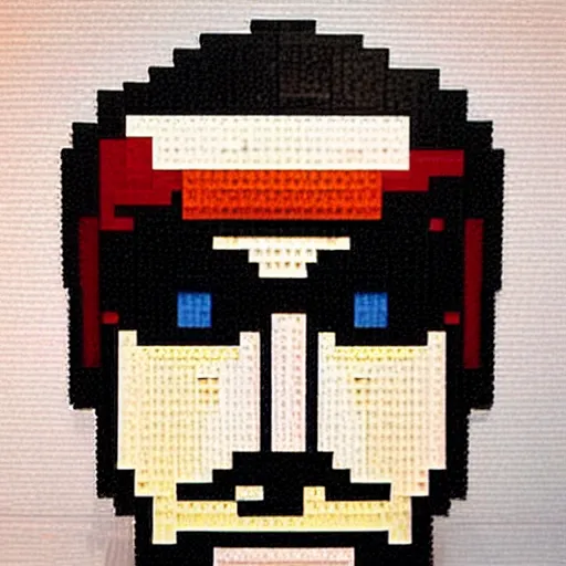 Image similar to robert downey jr made out of lego,