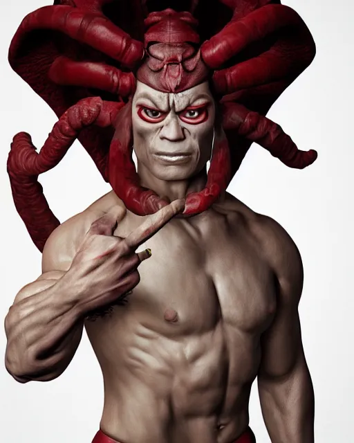 Prompt: Goro from Mortal Kombat, photorealistic, studio lighting, photographed in the style of Annie Leibovitz