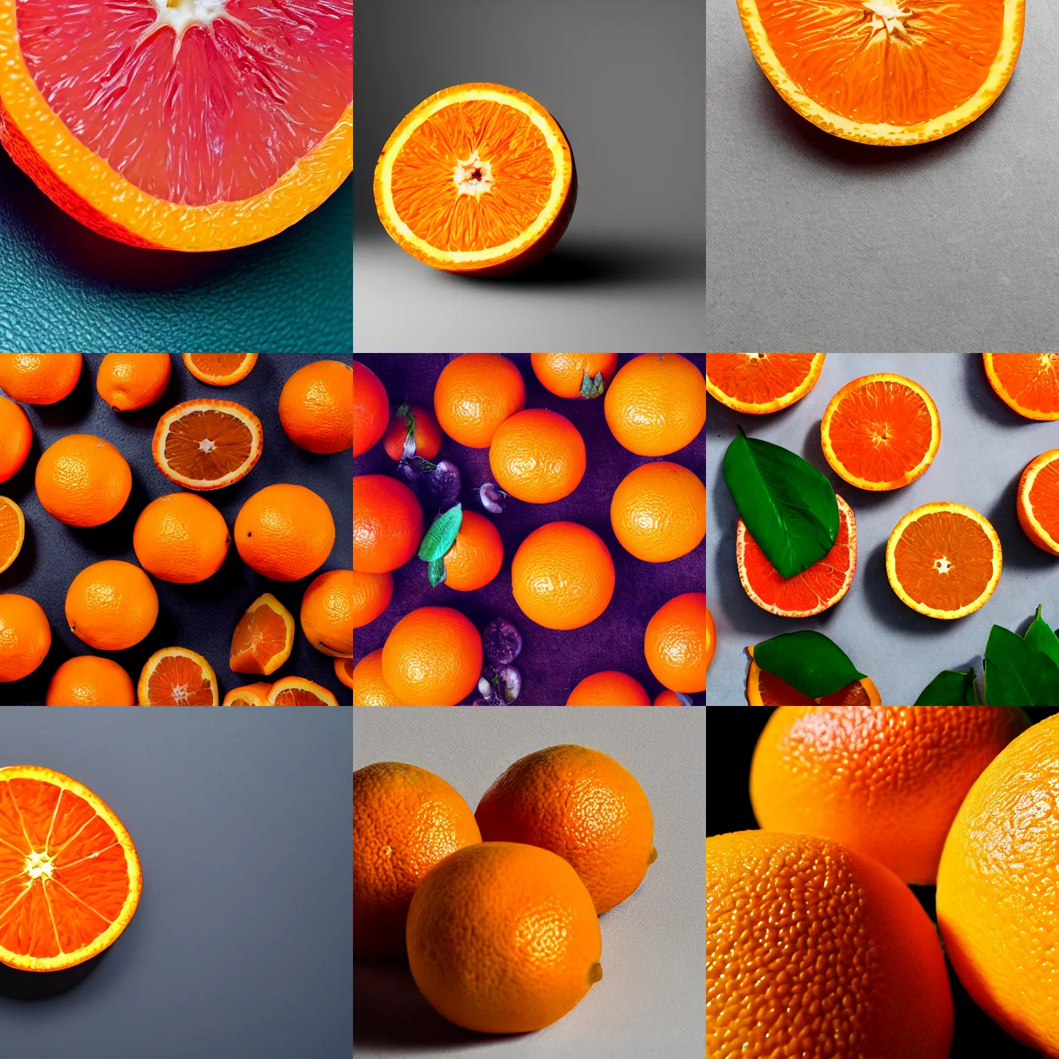 Prompt: super zoomed in juicy orange fruit, high quality texture, sharp image, softbox studio lighting, high contrast