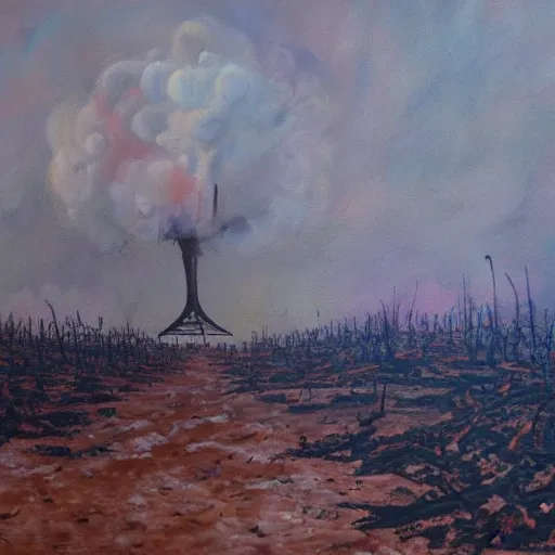 Prompt: world after nuclear war, oil painting