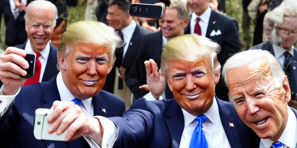 Prompt: trump and biden, selfie, influencers