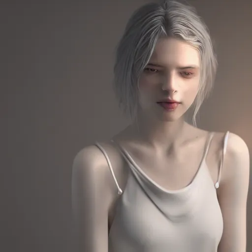 Prompt: a close up of a woman in white, dslr, 8 k, octane beautifully detailed render, cold lighting, cinematic lighting, white background, detailed photo, masterpiece, volumetric lighting, ultra realistic, highly detailed, high quality, lossless, photorealistic, grayscale