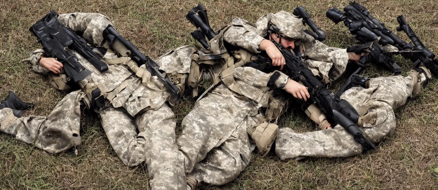 Image similar to future soldier laying down with sniper rifle ready to shoot enemy