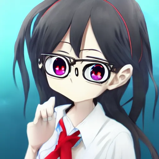 Prompt: an anime girl with 4 eyes, she has four eyes. Four eyed anime waifu, pixiv