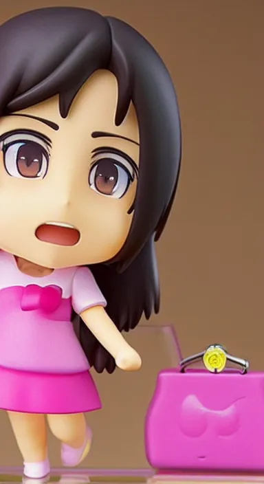 Image similar to leni robredo, an anime nendoroid of leni robredo in pink dress, figurine, detailed product photo, pink dress