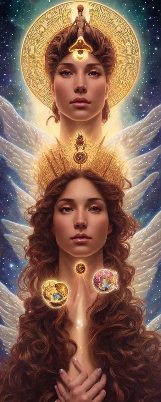 Image similar to perfectly detailed goddess of galaxies portrait judgement tarot card!! blessed by the universe with ever - increasing physical mental perfection, symmetrical! intricate, sensual features, highly detailed, universeral divine perfection!! digital painting, artstation, concept art, smooth, sharp focus, illustration, art by artgerm and greg rutkowski and alphonse mucha