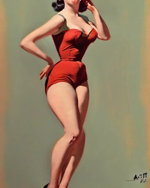 Prompt: a 1 9 5 0 s pin up by art frahm, realistic, detailed, artstation