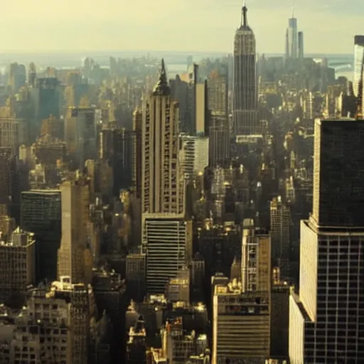 Image similar to New York city in the movie Inception, professional cinematography, CGI