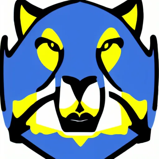 Image similar to blue and yellow icon clip art vector of a cougar