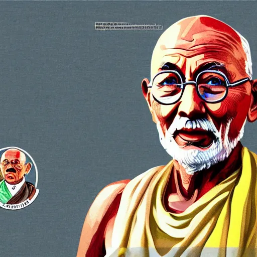 Image similar to ghandi in the style of gta v artwork, digital art