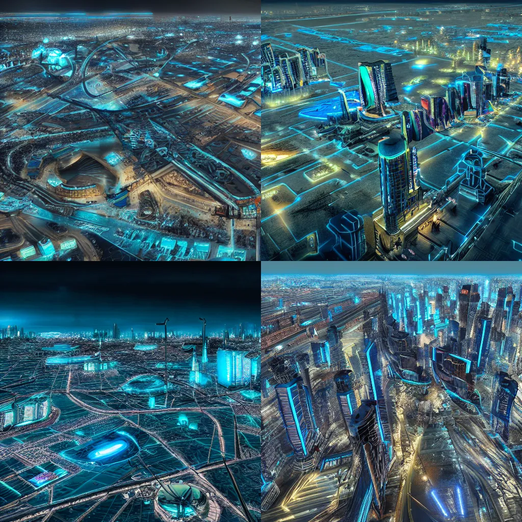 Prompt: Astana in cyberpunk style, detailed, 4k