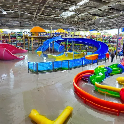 Image similar to waterpark inside a walmart superstore