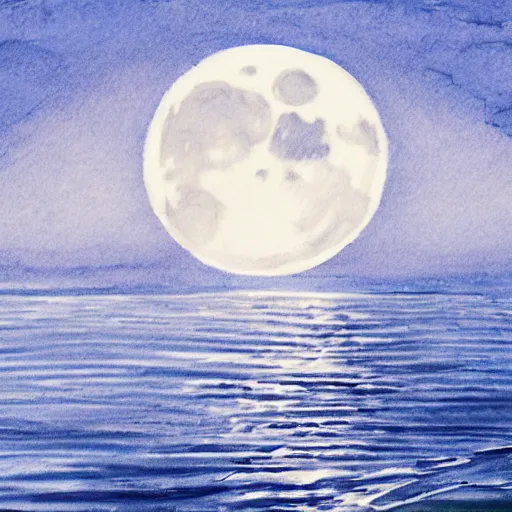 Prompt: sketch of moon reflected in the sea