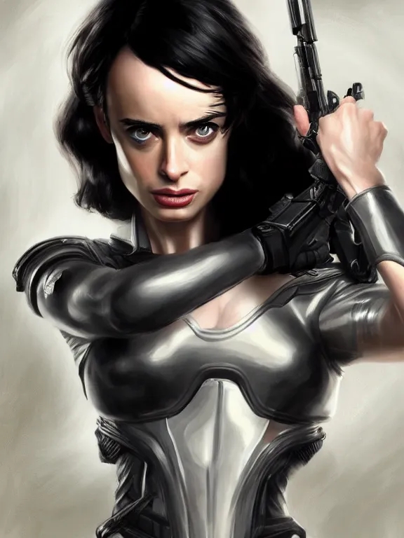 Image similar to krysten ritter as nick fury, digital painting, extremely detailed, 4 k, intricate, brush strokes, mark arian, artgerm, bastien lecouffe - deharme