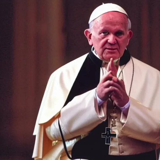 Image similar to photgraph of the pope john paul ii dressed in black at the donda listening party