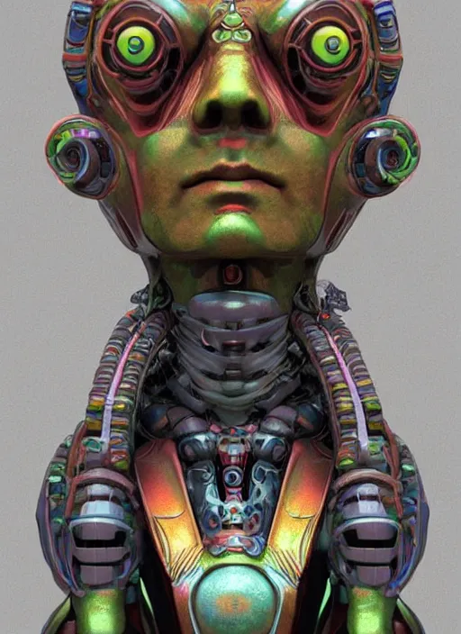 Prompt: portrait of a shaman robot, full colour, the akashic records of literary dreams as decoration, full colour, 3 d shaded, sam wolfe, zbrush central,