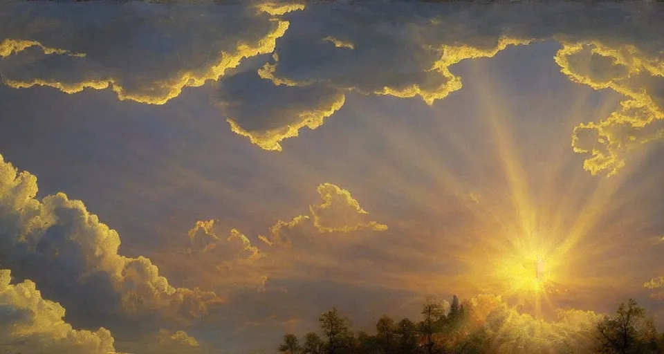 Image similar to heaven and angels!!!!! floating!! on clouds god rays, by eugene von guerard, ivan shishkin, trending on artstation, 8 k