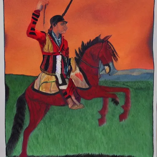 Image similar to Painting of burning Injun