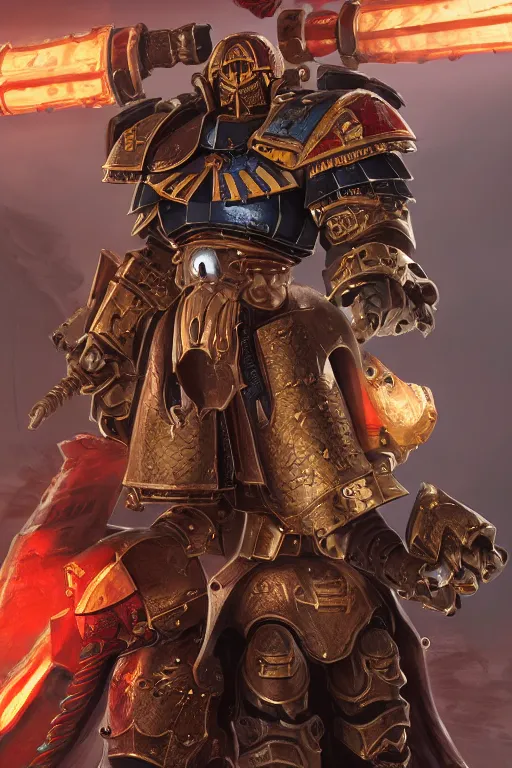 Image similar to armor portrait heros warhammer 4 0 k horus heresy fanart - the primarchs emperor by johannes helgeson animated with vfx concept artist & illustrator global illumination ray tracing hdr fanart arstation zbrush central hardmesh 8 k octane renderer comics stylized