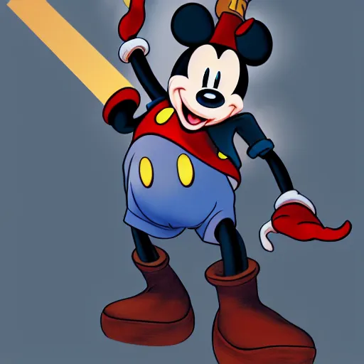 Image similar to Mickey Mouse as Thor, digital art parody, unreal engine, high quality