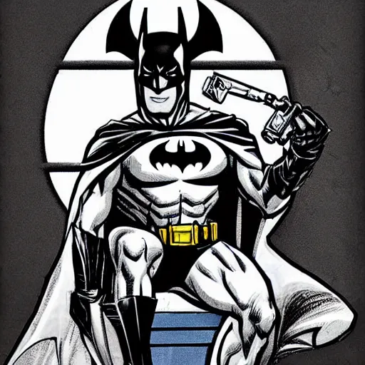 Image similar to batman sitting on a toilet, todd mcfarlane art style,