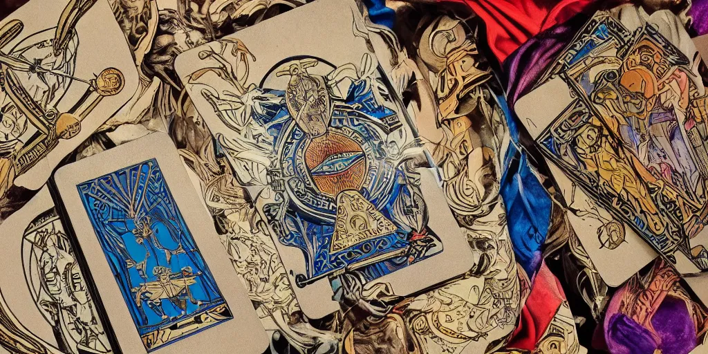 Prompt: man with flying tarot cards, cards, fantasy, digital art, highly detailed, 8 k