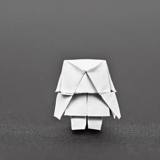 Image similar to close up photo of a small origami reddit moderator, cinematic, shallow dof, 3 5 mm, 4 k, macro