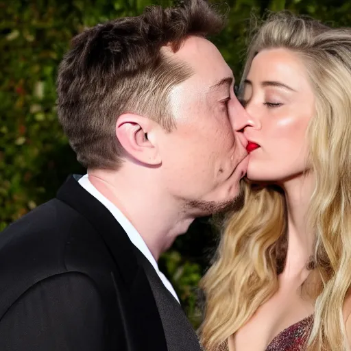 Image similar to amber heard and elon musk kissing