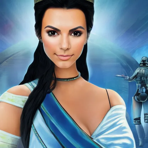 Image similar to victoria justice with kim kardashian body as princess padme in star wars episode 3, 8 k resolution, cinematic lighting, anatomically correct