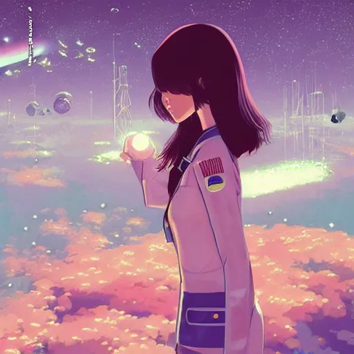 Prompt: model pixar kim kardashian light novel illustration as an astronaut by makoto shinkai by victo ngai by