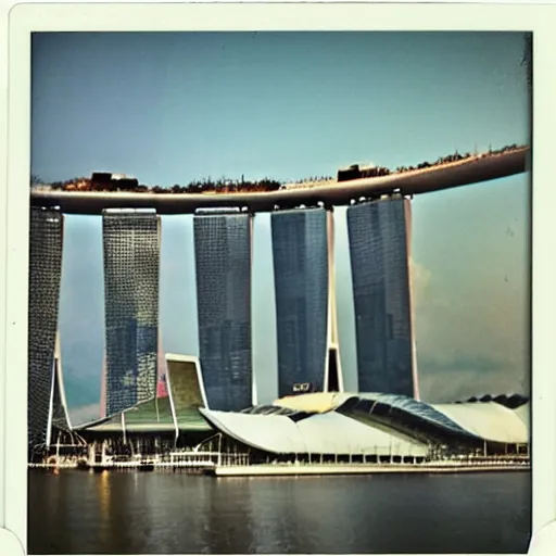 Prompt: polaroid photo of marina bay sands