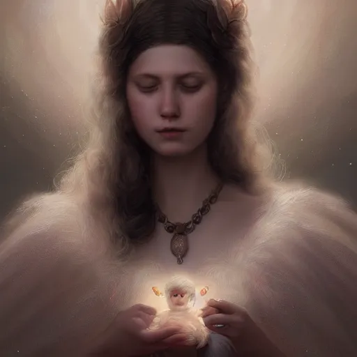 Prompt: A beautiful digital painting of a baby Seraphim, princess, the moon behind her, intricate, cinematic lighting, highly detailed, digital painting, Artstation, concept art, smooth, sharp focus, illustration, art by Tom Bagshaw, Artgerm and Greg Rutkowski
