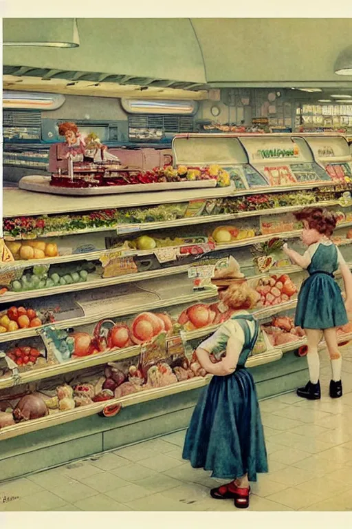 Image similar to ( ( ( ( ( 1 9 5 0 s retro future android grocery store interior. muted colors. childrens layout, ) ) ) ) ) by jean - baptiste monge,!!!!!!!!!!!!!!!!!!!!!!!!!