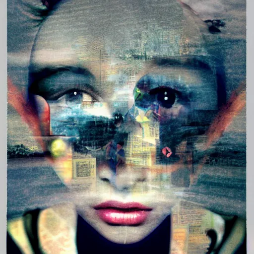 Image similar to overlayed digital media, double exposure, digital collage