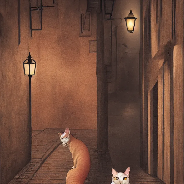 Prompt: oriental cat, at night, on the dark alley of tokio. beautiful, photorealistic, hyperrealistic, highly detailed, close - up, high resolution, 4 k