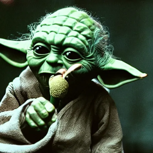 Image similar to yoda performing at woodstock