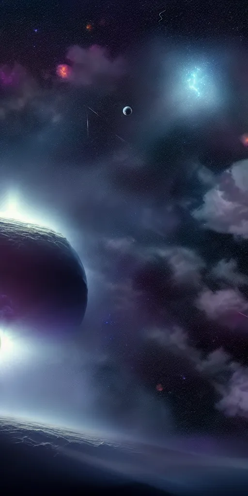 Image similar to pitch black outer space, with some constellations visible, matte painting, concept art, 4 k