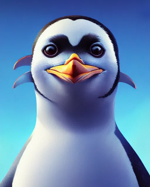 Prompt: highly detailed vfx portrait of a cute penguin, stephen bliss, unreal engine, greg rutkowski, loish, rhads, beeple, makoto shinkai and lois van baarle, ilya kuvshinov, rossdraws, tom bagshaw, alphonse mucha, global illumination, detailed and intricate environment