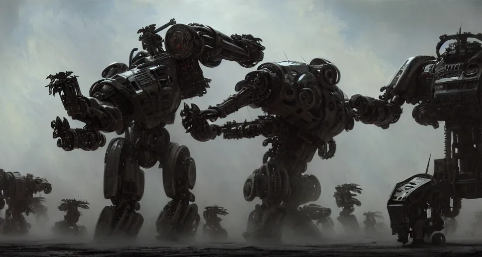 Prompt: hyper realistic sci - fi matte concept art painting of dramatic cinematic battle scene between humanoid zombie - battlemechs of flesh fighting, guns, missiles, explosions, beautiful details, strong composition painted by kim jung guweta studio rutkowski, james gurney and greg rutkowski, and lucasfilm, smooth, intricate, detailed, sharp focus, cinematic